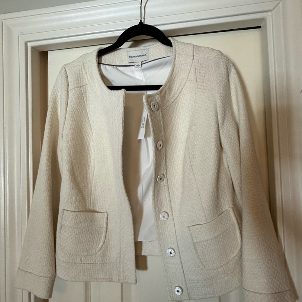 Banana Republic Textured Tweed Cream Blazer, NWT, size 6